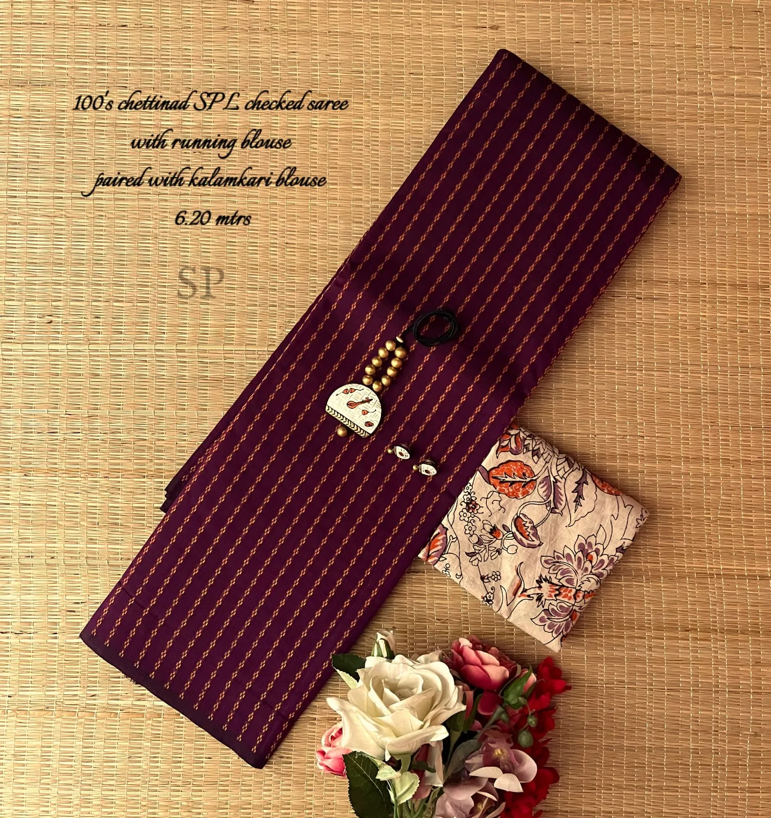 Chettinad Traditional Cotton Saree with Ethnic Blouse